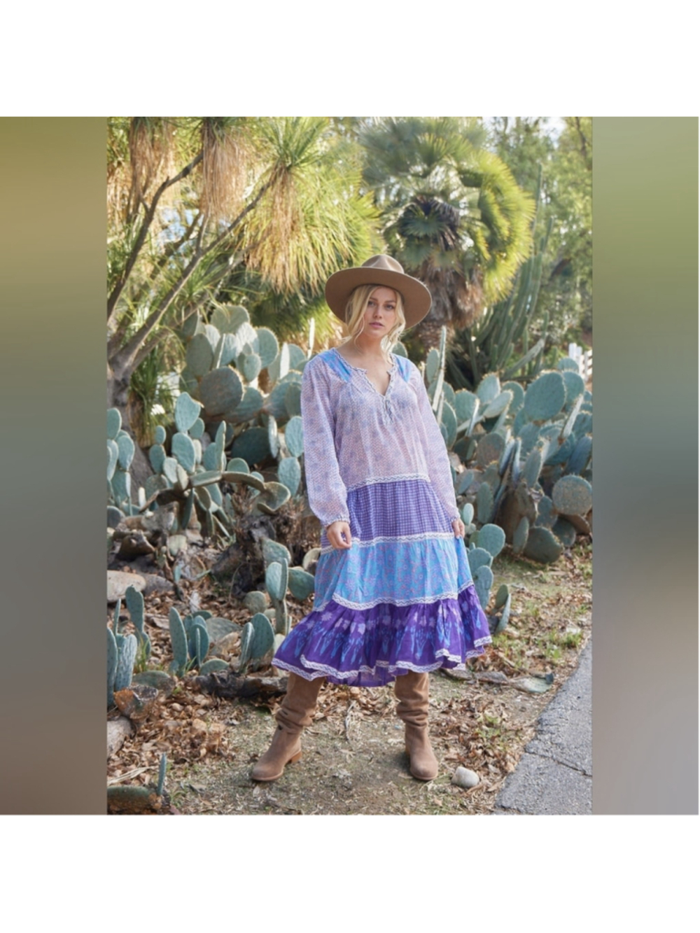 Bohemian Blue and Purple Maxi Dress M/L